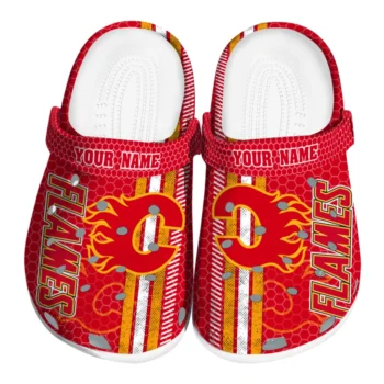 Customized Calgary Flames Contrasting Stripes Clogs