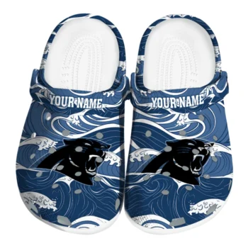 Customized Carolina Panthers Wave Flow Clogs