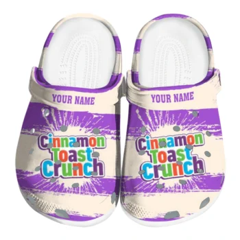Customized Cinamon Toast Crunch Logo Crunch Purple Beige Clogs