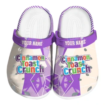 Customized Cinamon Toast Crunch Mosaic Pattern Purple Beige Clogs
