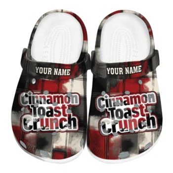 Customized Cinamon Toast Crunch Plaid Pattern Red Black Clogs