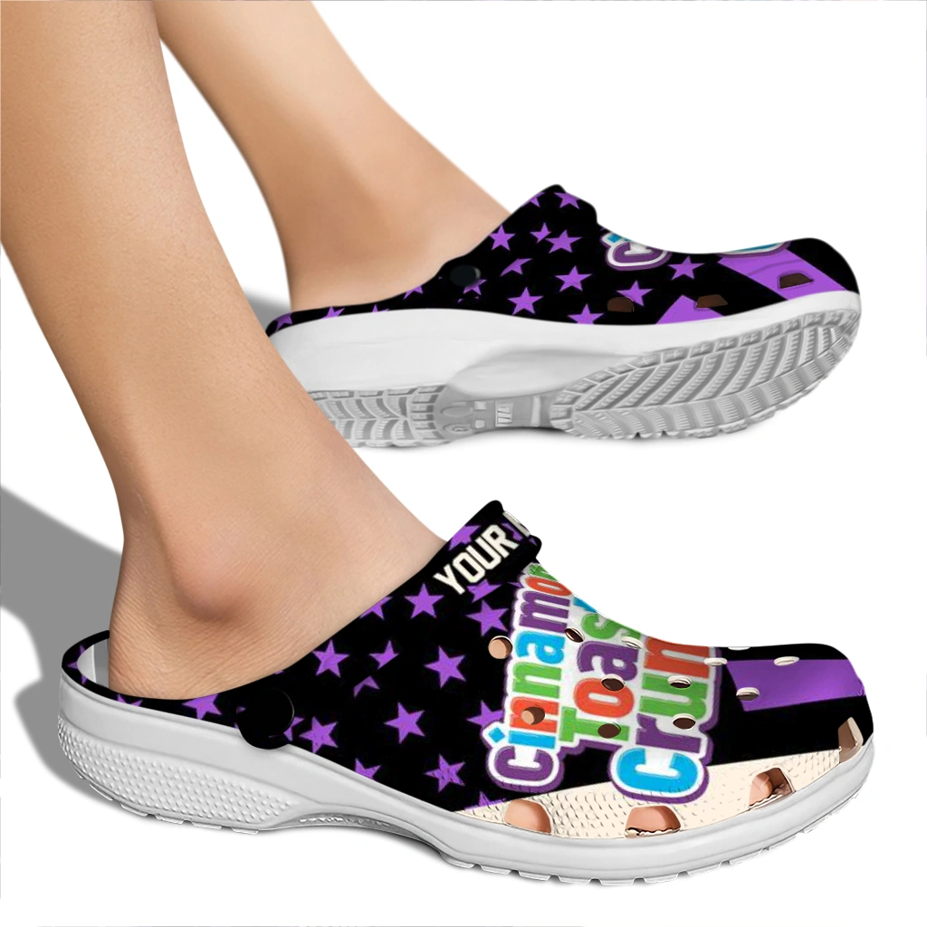 customized-cinamon-toast-crunch-stars-patterned-black-purple-clogs-fashion-forward-hey-clogs.webp