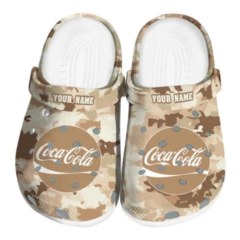 Customized Coca-Cola Beige Camouflage Beige Brown Clogs