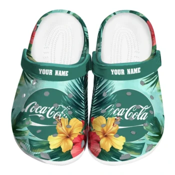 Customized Coca-Cola Hibiscus Cluster Green Red Clogs