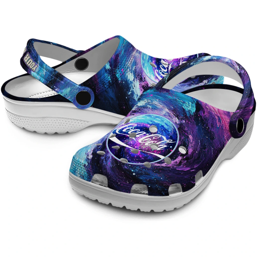 customized-coca-cola-swirling-galaxy-purple-blue-clogs-high-quality-hey-clogs.webp