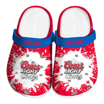 Customized Coors Light Beer Graphic Boom Red White Clogs