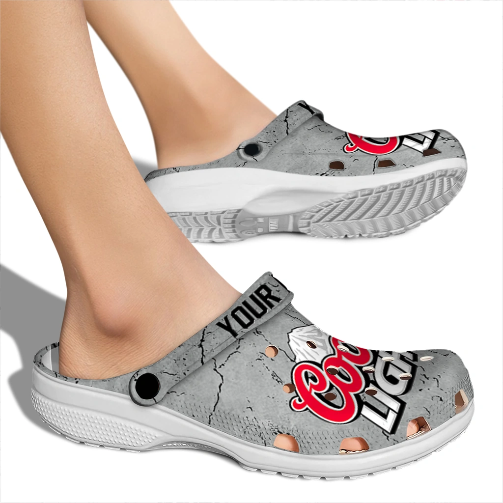 customized-coors-light-beer-logo-script-gray-red-clogs-fashion-forward-hey-clogs.webp
