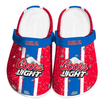 Customized Coors Light Beer Logo Stripe Red Blue Clogs