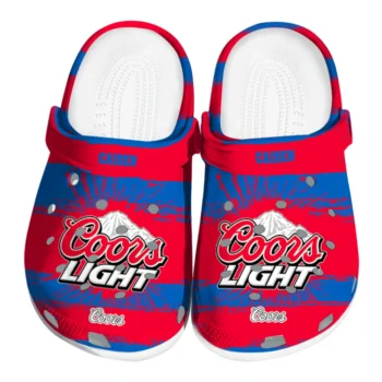 Customized Coors Light Beer Logo Stripes Blue Red Clogs