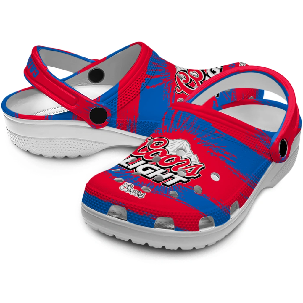 customized-coors-light-beer-logo-stripes-blue-red-clogs-high-quality-hey-clogs.webp