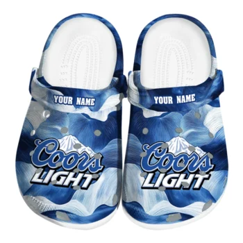 Customized Coors Light Beer Mountain Waves Blue White Clogs