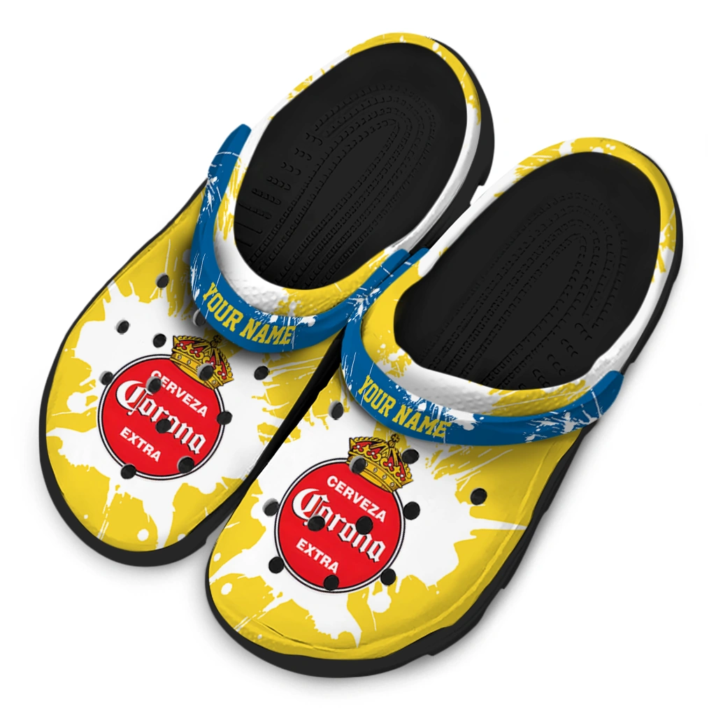 customized-corona-beer-brush-blast-yellow-white-clogs-latest-model-hey-clogs.webp