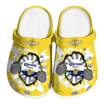 Customized Corona Beer Cap Splash Yellow White Clogs