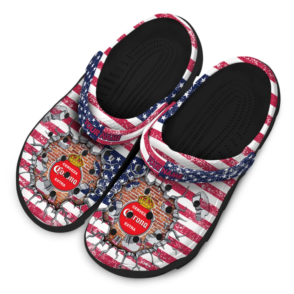 customized-corona-beer-patriotic-tear-red-blue-clogs-latest-model-hey-clogs.webp