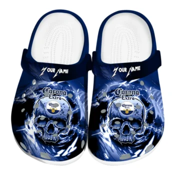 Customized Corona Beer Skull Print Blue White Clogs