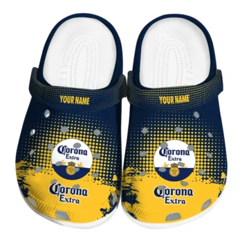 Customized Corona Beer Splash Detail Blue Yellow Clogs
