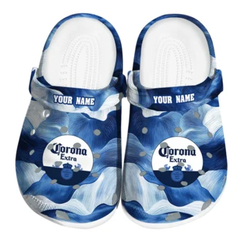 Customized Corona Beer Wave Design Blue White Clogs