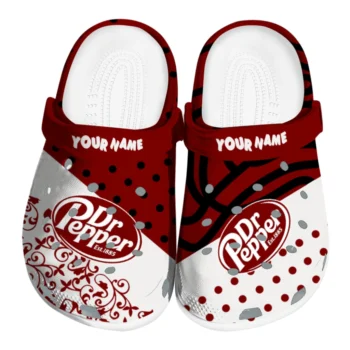 Customized Dr Pepper Hand Outline Red White Clogs