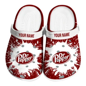 Customized Dr Pepper Splash Burst Red White Clogs