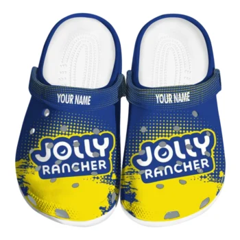 Customized Jolly rancher Bold Logo Blue Yellow Clogs