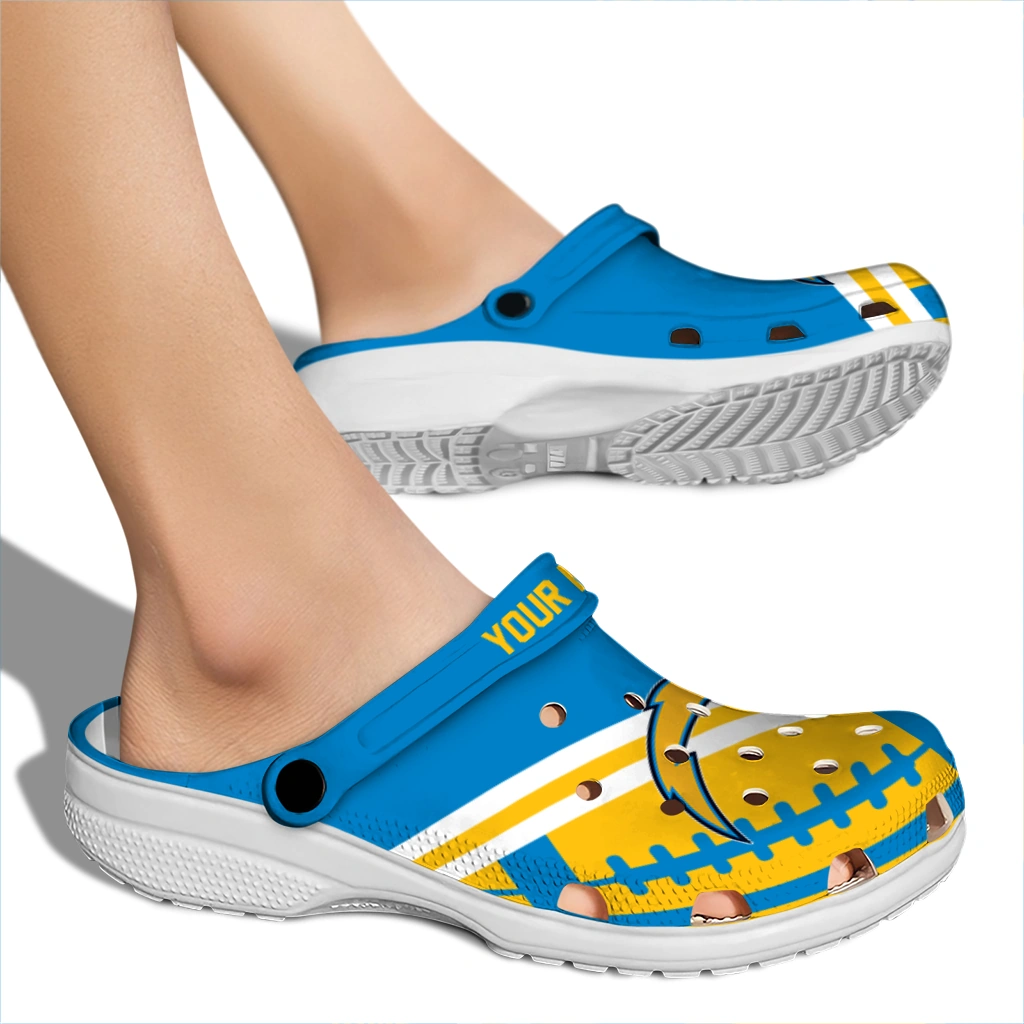 customized-los-angeles-chargers-football-motif-clogs-fashion-forward