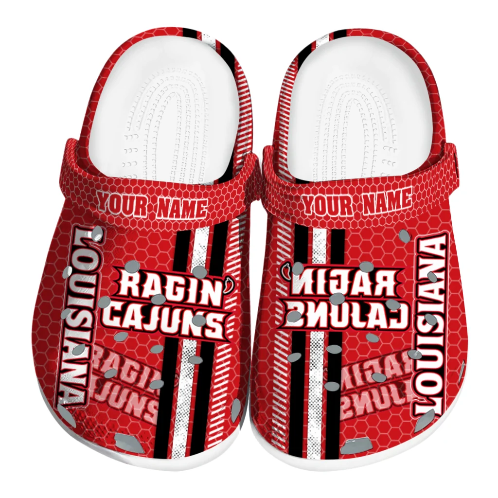 customized-louisiana-ragin-cajuns-contrasting-stripes-clogs-best-selling customized louisiana ragin cajuns contrasting stripes clogs best selling
