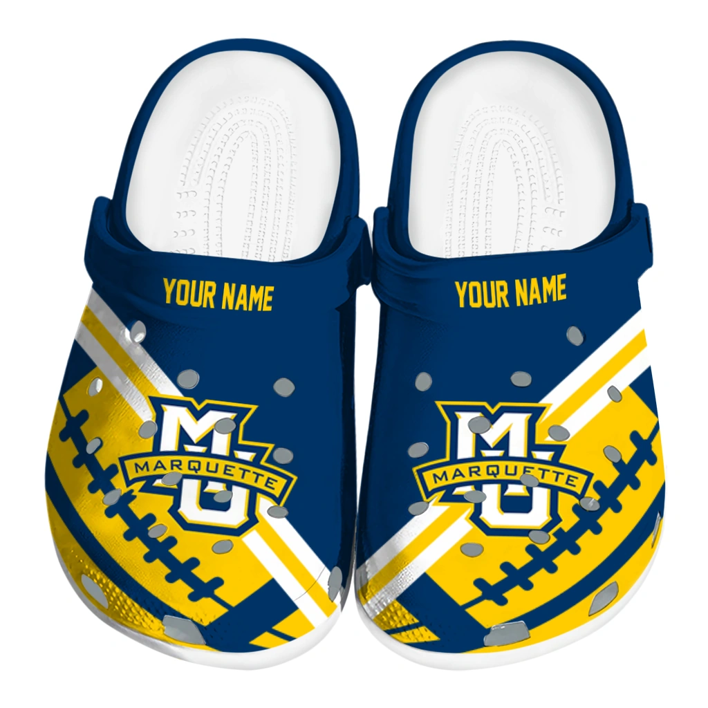 customized-marquette-golden-eagles-football-motif-clogs-best-selling customized marquette golden eagles football motif clogs best selling
