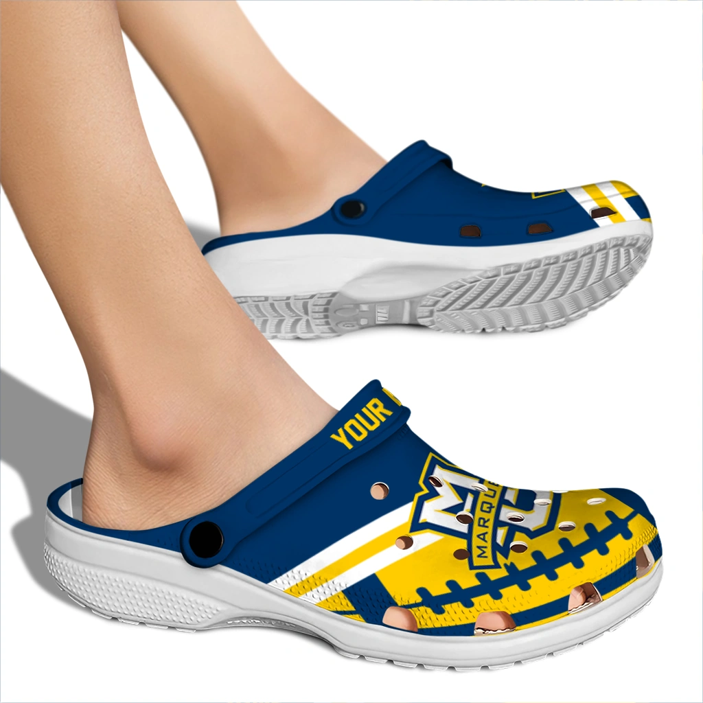 customized-marquette-golden-eagles-football-motif-clogs-fashion-forward