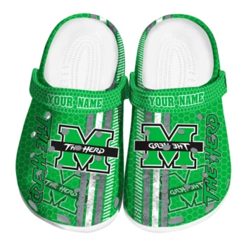 Customized Marshall Thundering Herd Contrasting Stripes Clogs