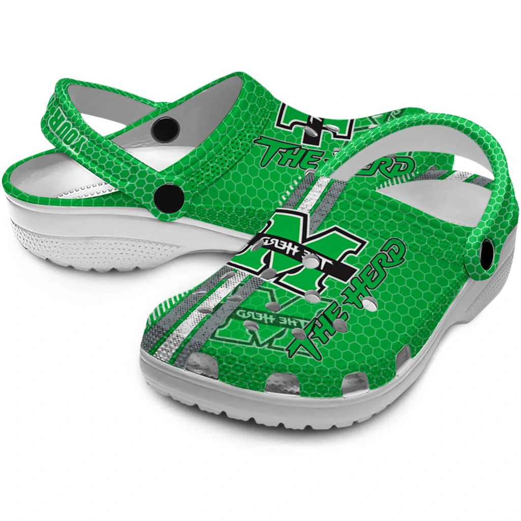 customized-marshall-thundering-herd-contrasting-stripes-clogs-high-quality