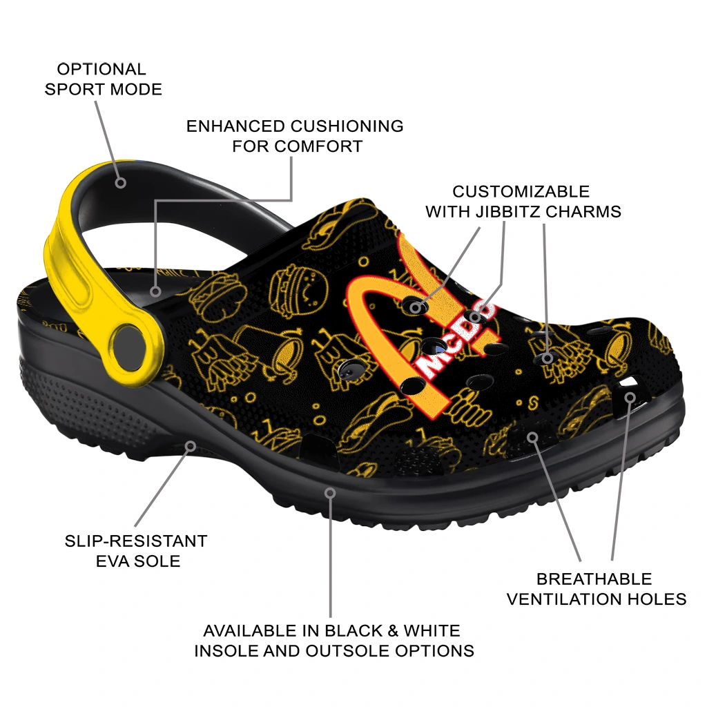 customized-mcdonalds-arches-parade-black-yellow-clogs-new-arrival-hey-clogs.webp