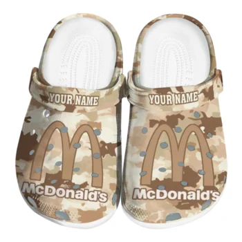 Customized McDonald's Beige Camouflage Beige Brown Clogs