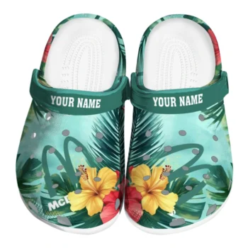 Customized McDonald's Hibiscus Tropical Green Red Clogs