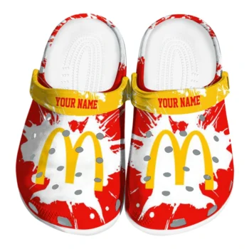 Customized McDonald's W Splatter Red Yellow Clogs