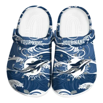 Customized Miami Dolphins Wave Flow Clogs