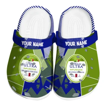 Customized Michelob Ultra Dynamic Lines Blue Green Clogs