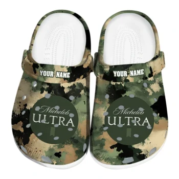 Customized Michelob Ultra Green Camouflage Green Beige Clogs