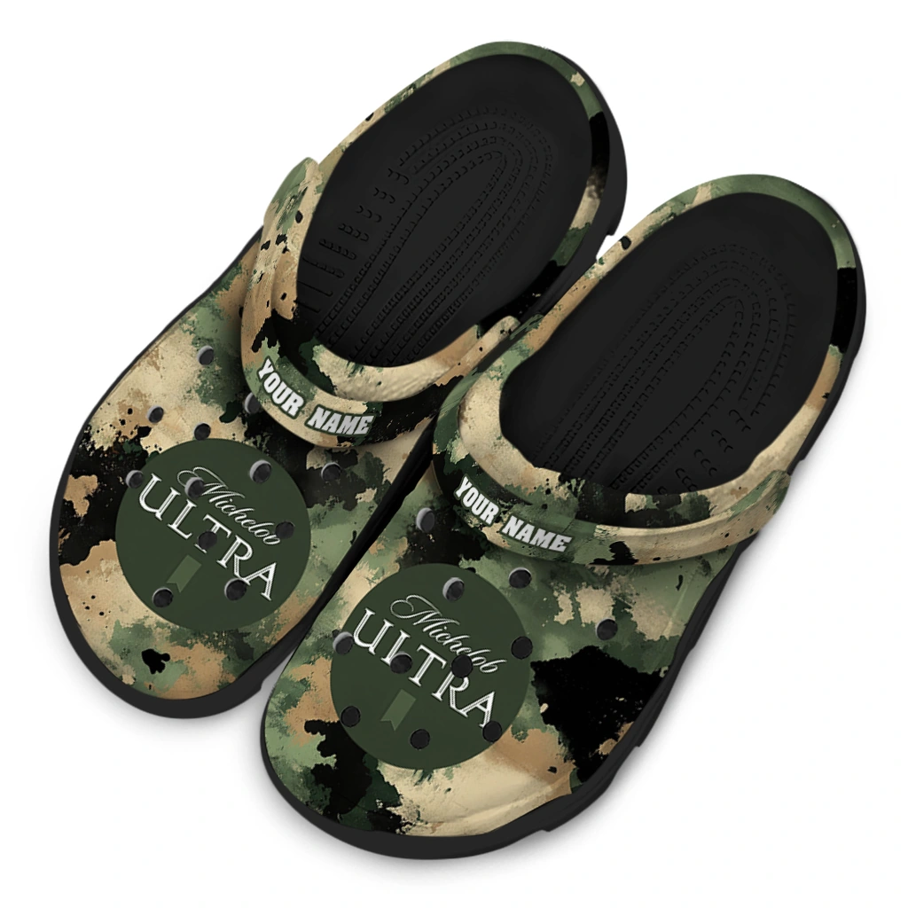 customized-michelob-ultra-green-camouflage-green-beige-clogs-latest-model-hey-clogs.webp