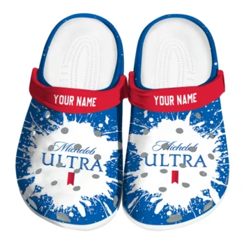 Customized Michelob Ultra Paint Mark Blue White Clogs