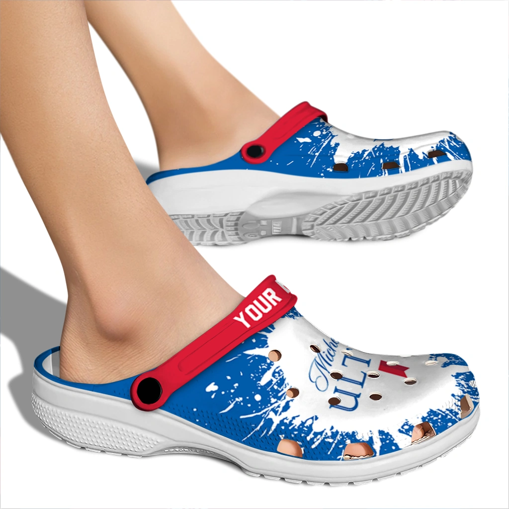 customized-michelob-ultra-paint-mark-blue-white-clogs-fashion-forward-hey-clogs.webp