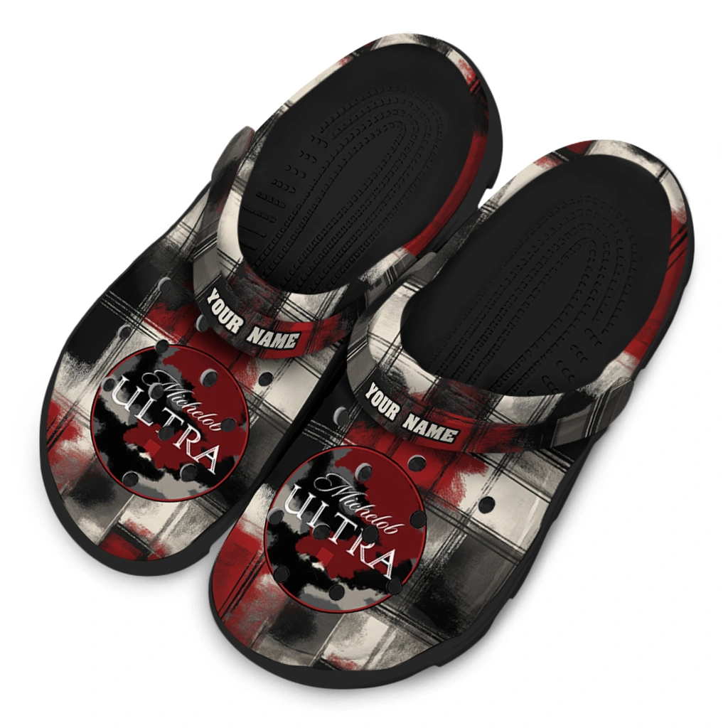 customized-michelob-ultra-plaid-pattern-red-black-clogs-latest-model-hey-clogs.webp