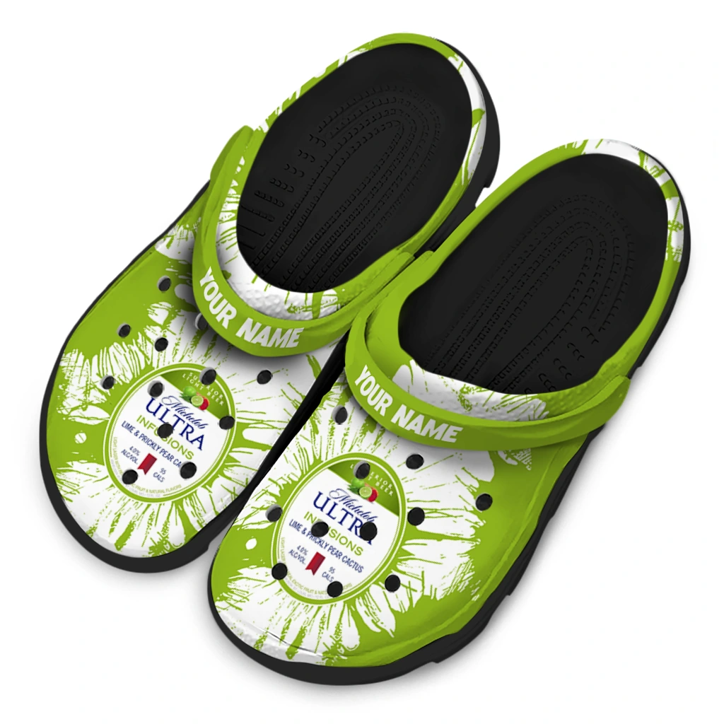customized-michelob-ultra-splatter-splash-green-white-clogs-latest-model-hey-clogs.webp