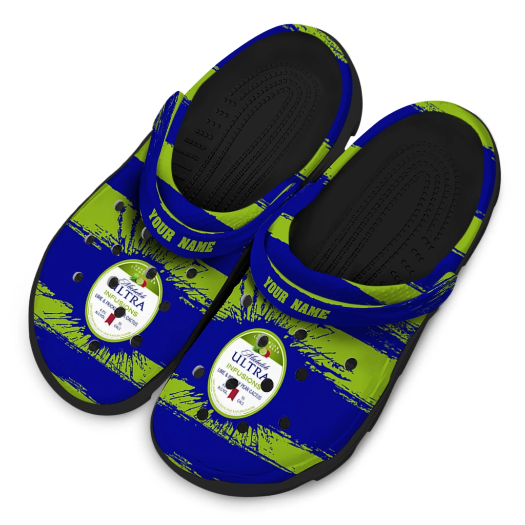 customized-michelob-ultra-title-emblem-blue-green-clogs-latest-model-hey-clogs.webp
