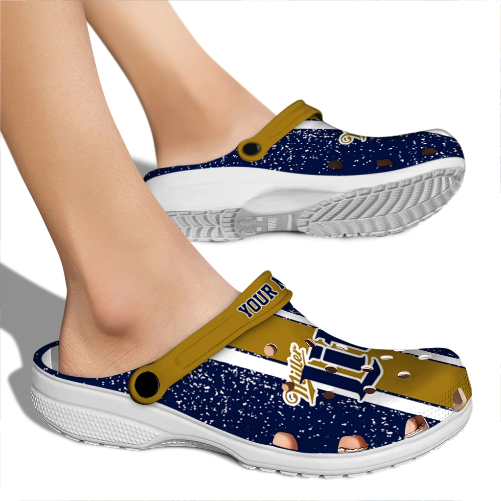 customized-miller-lite-ant-lettering-navy-gold-clogs-fashion-forward-hey-clogs.webp