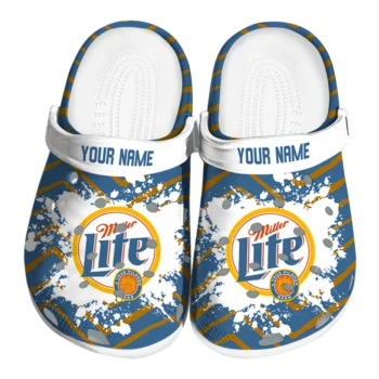Customized Miller Lite Brush Strokes Blue Orange Clogs