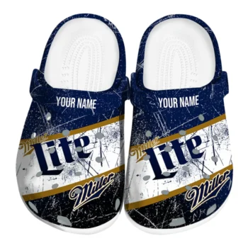 Customized Miller Lite Distressed Effect Blue White Clogs
