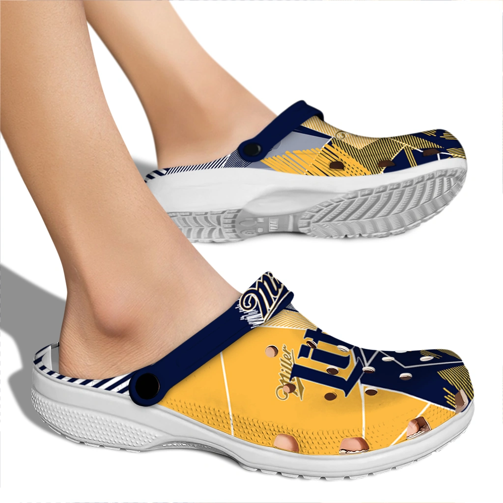 customized-miller-lite-geometric-shapes-yellow-blue-clogs-fashion-forward-hey-clogs.webp