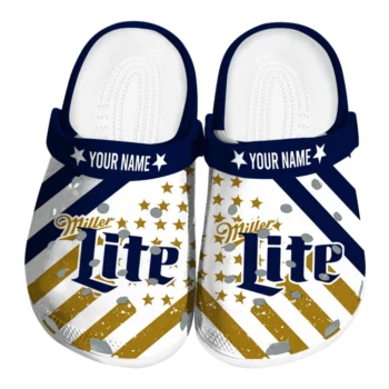 Customized Miller Lite Stars Navy White Clogs