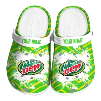 Customized Mountain Dew Brush Strokes Green Yellow Clogs