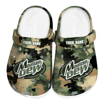 Customized Mountain Dew Camouflage Green Brown Clogs